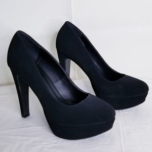 CHARLOTTE RUSSE BLACK NUBUCK PLATFORM PUMP WOMENS SIZE 8 SUEDE STILETTO HEELS